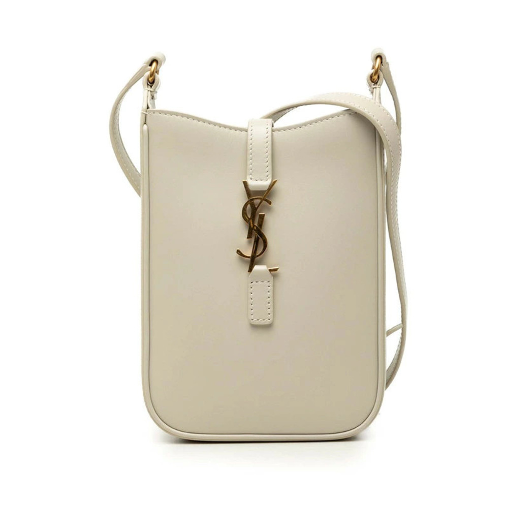 Saint Laurent Cassandra Vertical Leather Crossbody Bag White